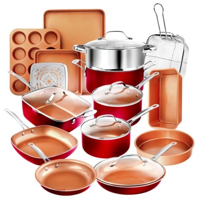 Tramontina 9-Piece Non-stick Cookware Set, Red Finish - Zars Buy