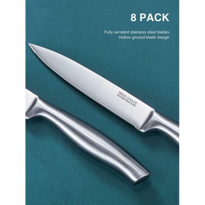 SiliSlick Stainless Steel Blue Handle Knife Set - Titanium Coated