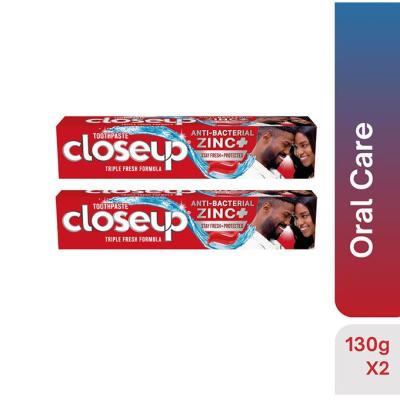 Closeup Anti-Bacterial Zinc Triple Fresh Formula Toothpaste Twin Pack 130g