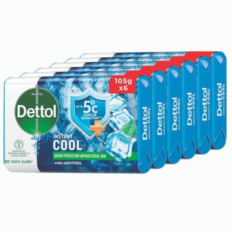 Dettol Antibacterial Bathing Soap-Instant Cool 105g X 6