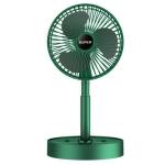 Folding and retractable charging fan for home, office, outdoor, portable USB charging - green