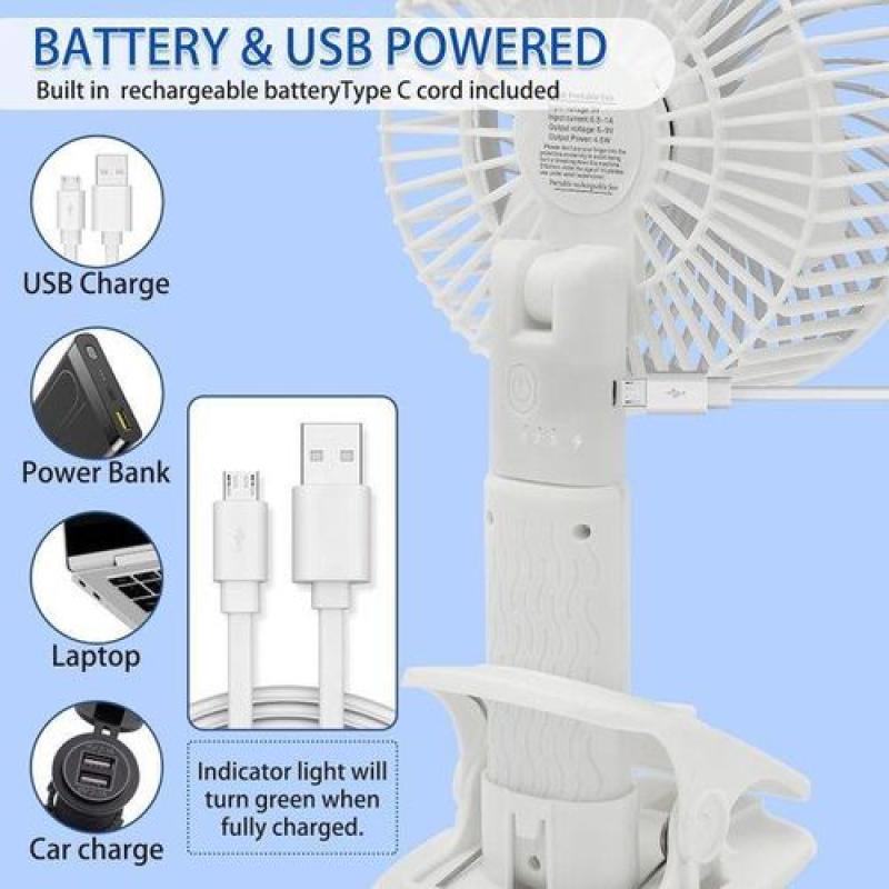 RHRB 4-in-1 Portable Clip Fan, 3 Speed Adjustable Multi-scene Cooling Fan with Detachable Washable Cover