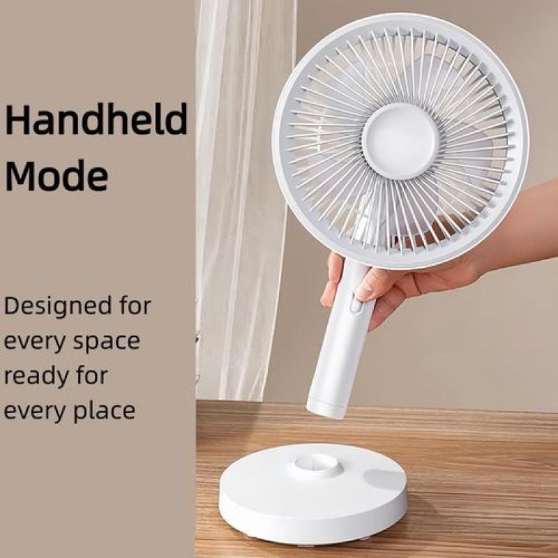 Kamisafe Rechargeable Portable Handheld Fan – 2-in-1 Mini Table Fan with 3-Speed Cooling, Lightweight Quiet Airflow & Type-C Charging