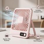 Q3 6 Inches Rechargeable Table Fan Digital DIsplay Desktop Fan
