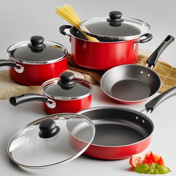 Tramontina Primaware 18 Piece Non-stick Cookware Set, Red – A
